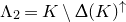 normal upper Lamda 2 equals upper K minus normal upper Delta left parenthesis upper K right parenthesis Superscript up arrow