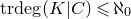 t r d e g left parenthesis upper K vertical bar upper C right parenthesis less than or slanted equals normal first transfinite cardinal 0