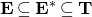 bold upper E subset of or equal to bold upper E Superscript asterisk Baseline subset of or equal to bold upper T