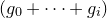 left parenthesis g 0 plus midline horizontal ellipsis plus g Subscript i Baseline right parenthesis