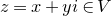 z equals x plus y i element of upper V