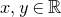 x comma y element of double struck upper R