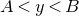 upper A less than y less than upper B
