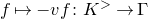 f right arrow from bar minus v f colon upper K Superscript greater than Baseline right arrow normal upper Gamma