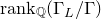 r a n k Subscript double struck upper Q Baseline left parenthesis normal upper Gamma Subscript upper L Baseline divided by normal upper Gamma right parenthesis