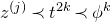 z Superscript left parenthesis j right parenthesis Baseline precedes t Superscript 2 k Baseline precedes phi Superscript k
