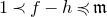 1 precedes f minus h precedes or equal to German m