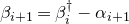 beta Subscript i plus 1 Baseline equals beta Subscript i Superscript dagger Baseline minus alpha Subscript i plus 1