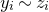 y Subscript i Baseline tilde z Subscript i