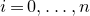 i equals 0 comma ellipsis comma n