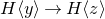 upper H left angle bracket y right angle bracket right arrow upper H left angle bracket z right angle bracket