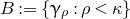 upper B colon equals StartSet gamma Subscript rho Baseline colon rho less than kappa EndSet