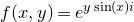 f left parenthesis x comma y right parenthesis equals e Superscript y sine left parenthesis x right parenthesis i