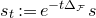 s Subscript t Baseline colon equals e Superscript minus t normal upper Delta Super Subscript script upper F Baseline s