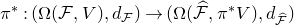 pi Superscript asterisk Baseline colon left parenthesis normal upper Omega left parenthesis script upper F comma upper V right parenthesis comma d Subscript script upper F Baseline right parenthesis right arrow left parenthesis normal upper Omega left parenthesis ModifyingAbove script upper F With caret comma pi Superscript asterisk Baseline upper V right parenthesis comma d Subscript ModifyingAbove script upper F With caret Baseline right parenthesis