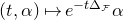 left parenthesis t comma alpha right parenthesis right arrow from bar e Superscript minus t normal upper Delta Super Subscript script upper F Baseline alpha