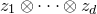 z 1 circled times midline horizontal ellipsis circled times z Subscript d