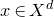 x element of upper X Superscript d