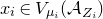 x Subscript i Baseline element of upper V Subscript mu Sub Subscript i Baseline left parenthesis script upper A Subscript upper Z Sub Subscript i Subscript Baseline right parenthesis
