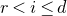 r less than i less than or equals d