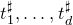 t 1 Superscript normal ♯ Baseline comma ellipsis comma t Subscript d Superscript normal ♯