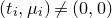 left parenthesis t Subscript i Baseline comma mu Subscript i Baseline right parenthesis not equals left parenthesis 0 comma 0 right parenthesis