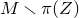 upper M minus pi left parenthesis upper Z right parenthesis