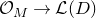 script upper O Subscript upper M Baseline right arrow script upper L left parenthesis upper D right parenthesis