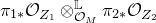 pi Subscript 1 asterisk Baseline script upper O Subscript upper Z 1 circled times Subscript script upper O Sub Subscript upper M Superscript double struck upper L Baseline pi Subscript 2 asterisk Baseline script upper O Subscript upper Z 2