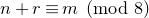 n plus r identical to m left parenthesis mod 8 right parenthesis