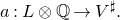a colon upper L circled times double struck upper Q right arrow upper V Superscript normal ♯ Baseline period