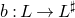 b colon upper L right arrow upper L Superscript normal ♯