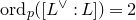 normal o normal r normal d Subscript p Baseline left parenthesis left bracket upper L Superscript or Baseline colon upper L right bracket right parenthesis equals 2