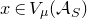 x element of upper V Subscript mu Baseline left parenthesis script upper A Subscript upper S Baseline right parenthesis