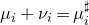 mu Subscript i Baseline plus nu Subscript i Baseline equals mu Subscript i Superscript normal ♯