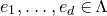 e 1 comma ellipsis comma e Subscript d Baseline element of normal upper Lamda