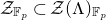 script upper Z Subscript double struck upper F Sub Subscript p Baseline subset of script upper Z left parenthesis normal upper Lamda right parenthesis Subscript double struck upper F Sub Subscript p