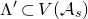normal upper Lamda prime subset of upper V left parenthesis script upper A Subscript s Baseline right parenthesis