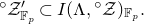 Superscript ring Baseline script upper Z Subscript double struck upper F Sub Subscript p Subscript Superscript prime Baseline subset of upper I left parenthesis normal upper Lamda comma Superscript ring Baseline script upper Z right parenthesis Subscript double struck upper F Sub Subscript p Subscript Baseline period