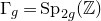 normal upper Gamma Subscript g Baseline equals normal upper S normal p Subscript 2 g Baseline left parenthesis double struck upper Z right parenthesis