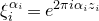 xi Subscript i Superscript alpha Super Subscript i Baseline equals e Superscript 2 pi i alpha Super Subscript i Superscript z Super Subscript i