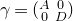 gamma equals Start 2 By 2 Matrix 1st Row 1st Column upper A 2nd Column 0 2nd Row 1st Column 0 2nd Column upper D EndMatrix