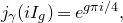 j Subscript gamma Baseline left parenthesis i upper I Subscript g Baseline right parenthesis equals e Superscript g pi i divided by 4 Baseline comma