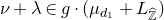 nu plus lamda element of g dot left parenthesis mu Subscript d 1 Baseline plus upper L Subscript ModifyingAbove double struck upper Z With caret Baseline right parenthesis