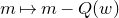 m right arrow from bar m minus upper Q left parenthesis w right parenthesis