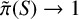 ModifyingAbove pi With tilde left parenthesis upper S right parenthesis right arrow 1