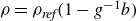 rho equals rho Subscript italic ref Baseline left parenthesis 1 minus g Superscript negative 1 Baseline b right parenthesis