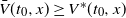 ModifyingAbove upper V With bar left parenthesis t 0 comma x right parenthesis greater than or equals upper V Superscript asterisk Baseline left parenthesis t 0 comma x right parenthesis