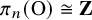 pi Subscript n Baseline left parenthesis normal upper O right parenthesis approximately equals bold upper Z