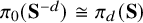 pi 0 left parenthesis bold upper S Superscript negative d Baseline right parenthesis approximately equals pi Subscript d Baseline left parenthesis bold upper S right parenthesis